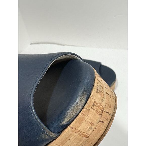 Michael Kors Women's Natalia Sling Back Wedge Cork Sandal Leather Peep‎ Toe 5M - Picture 5 of 9